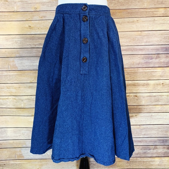 Paul & Joe Dresses & Skirts - Paul & Joe Blue Linen Blend Denim Midi Skirt